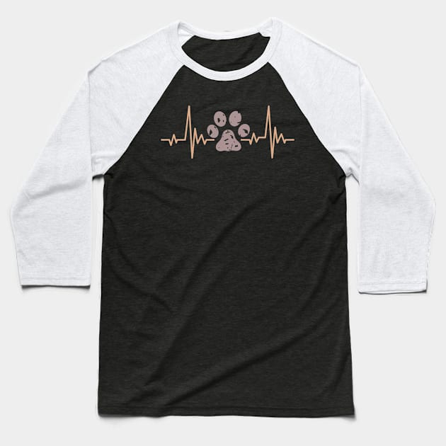 Cute Cat Paw Print Heartbeat Gift For Fur Mama Baseball T-Shirt by Monday Cattitude